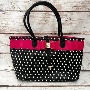 BETSEY JOHNSON Black and White Polka Dot Shoulder Bag